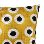 Golden Orbs Silk Velvet Ikat Throw Pillow Cover 20 X 20 - Che Cose Belle