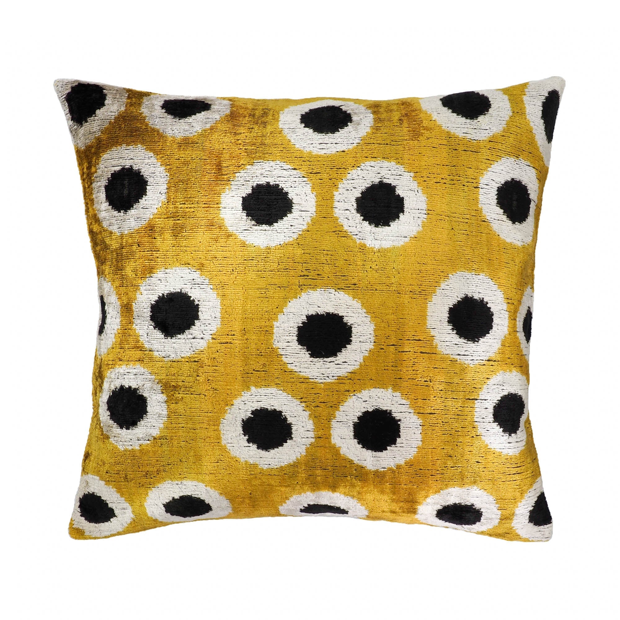 Golden Orbs Silk Velvet Ikat Throw Pillow Cover 20 X 20 - Che Cose Belle
