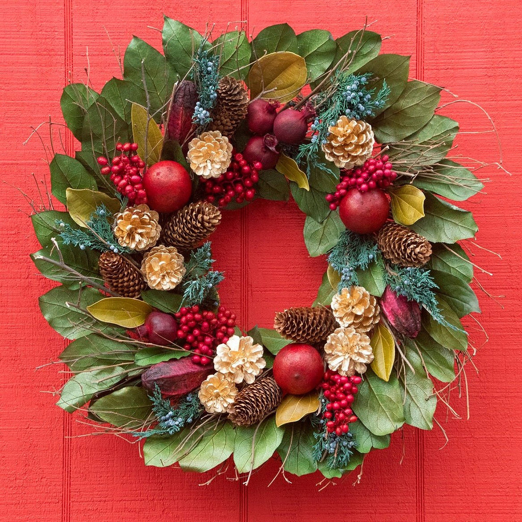 Golden Pinecone & Pomegranate Wreath - Che Cose Belle
