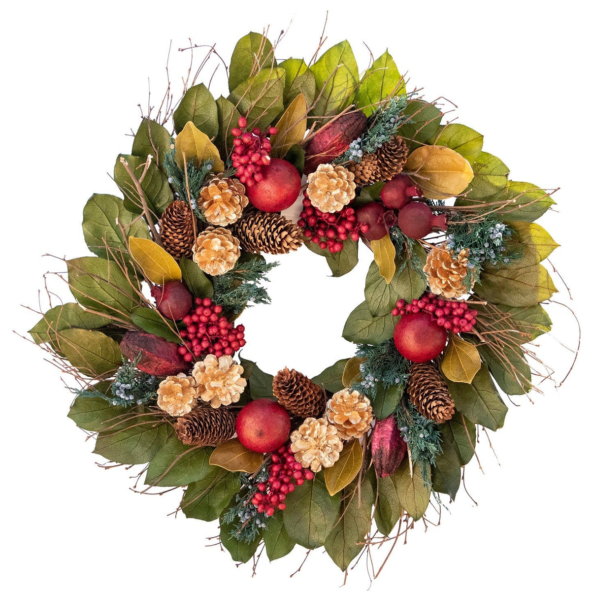 Golden Pinecone & Pomegranate Wreath - Che Cose Belle