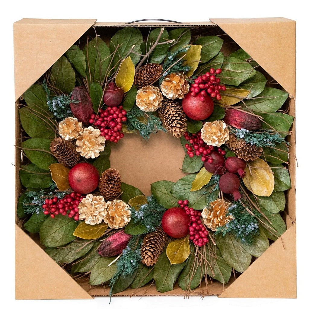 Golden Pinecone & Pomegranate Wreath - Che Cose Belle