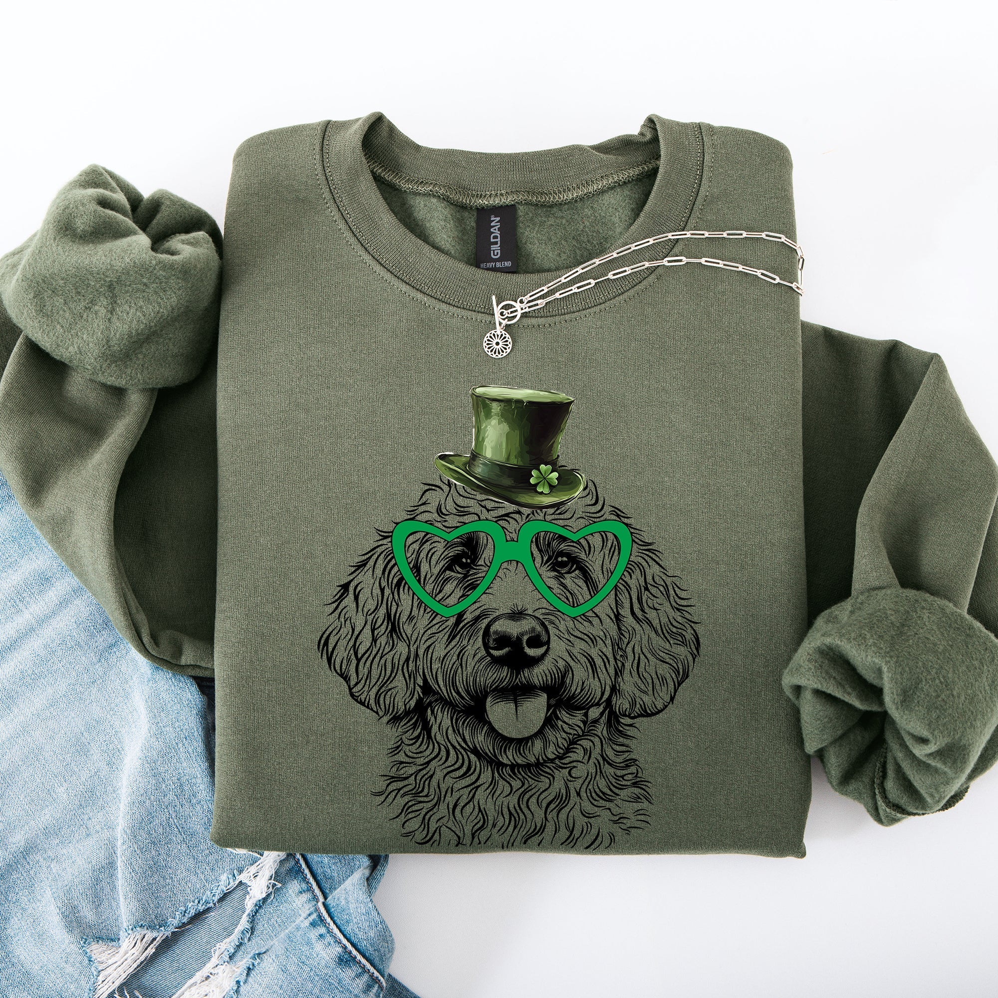 Goldendoodle, Adorable Dog, St Patrick's Day, Lucky, Irish Sweatshirt - Che Cose Belle