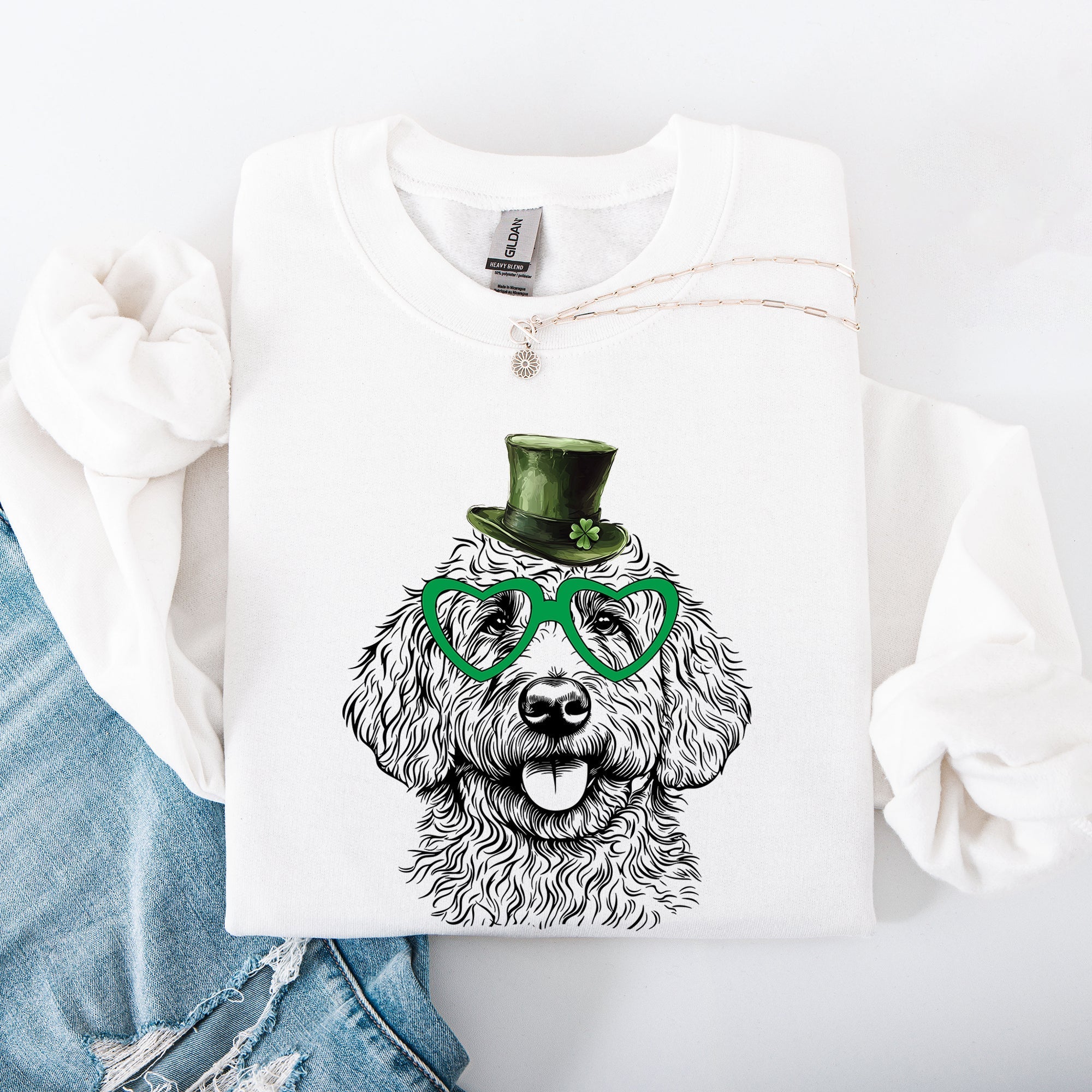 Goldendoodle, Adorable Dog, St Patrick's Day, Lucky, Irish Sweatshirt - Che Cose Belle