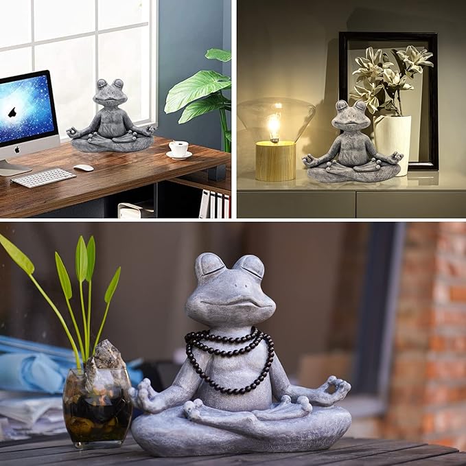 Goodeco 12.5" L×10" H Meditating Yoga Frog Statue - Gifts for Women/Mom, Zen Garden Frog Figurines for Home and Garden Decor, Frog Decorations Gift Ideas, Frog Gifts for Women - Che Cose Belle