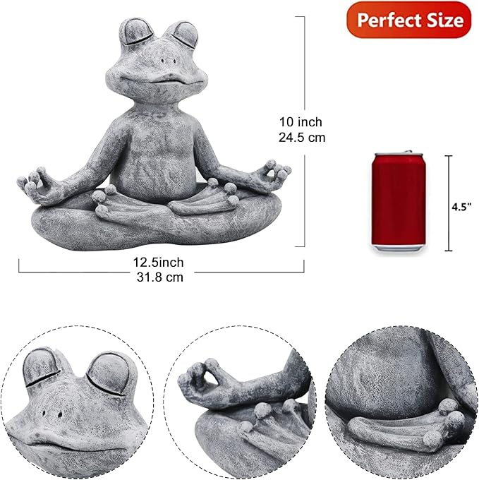 Goodeco 12.5" L×10" H Meditating Yoga Frog Statue - Gifts for Women/Mom, Zen Garden Frog Figurines for Home and Garden Decor, Frog Decorations Gift Ideas, Frog Gifts for Women - Che Cose Belle