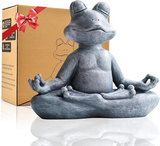 Goodeco 12.5" L×10" H Meditating Yoga Frog Statue - Gifts for Women/Mom, Zen Garden Frog Figurines for Home and Garden Decor, Frog Decorations Gift Ideas, Frog Gifts for Women - Che Cose Belle