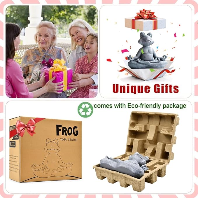 Goodeco 12.5" L×10" H Meditating Yoga Frog Statue - Gifts for Women/Mom, Zen Garden Frog Figurines for Home and Garden Decor, Frog Decorations Gift Ideas, Frog Gifts for Women - Che Cose Belle