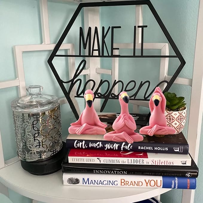 Goodeco 2.4" Mini Yoga Flamingo Figurines - Tiny Gifts Whimsical Kawaii Pink Flamingo Desk Decor, Set of 3 Fairy Garden Lawn Statues, Flamingo Gifts for Women/Mom/Grandma/Girls - Che Cose Belle