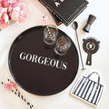 Gorgeous Round Black Bar Tray | Serving Tray with Handles | 13.5" Diameter - Che Cose Belle