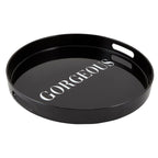 Gorgeous Round Black Bar Tray | Serving Tray with Handles | 13.5" Diameter - Che Cose Belle