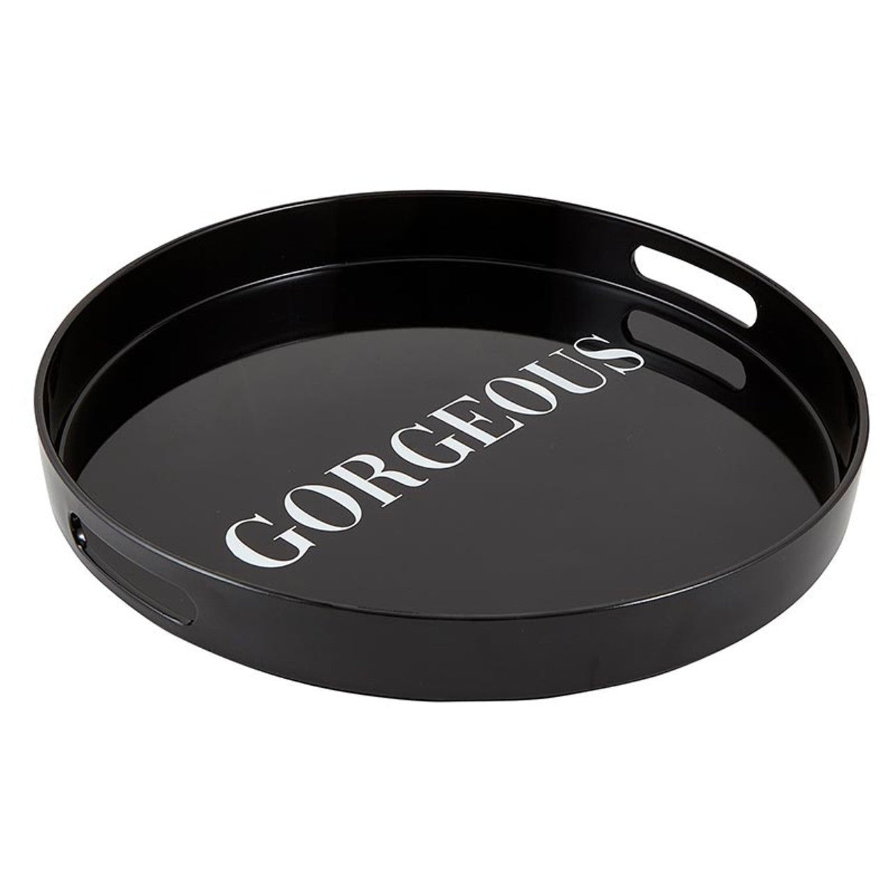 Gorgeous Round Black Bar Tray | Serving Tray with Handles | 13.5" Diameter - Che Cose Belle