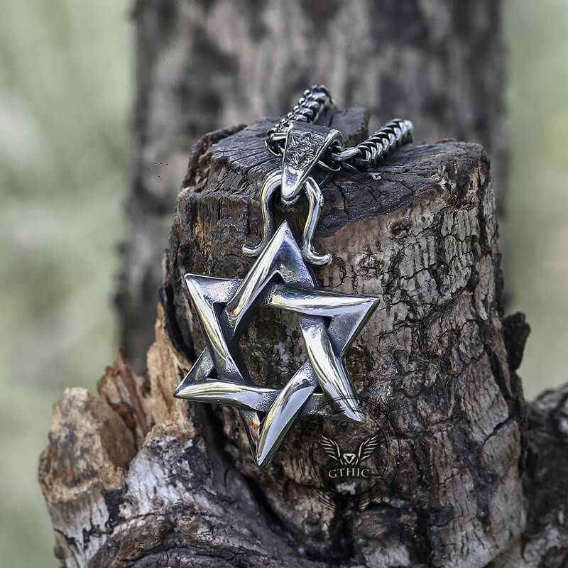 Gothic Gem-set Star Of David Stainless Steel Pendant - Che Cose Belle
