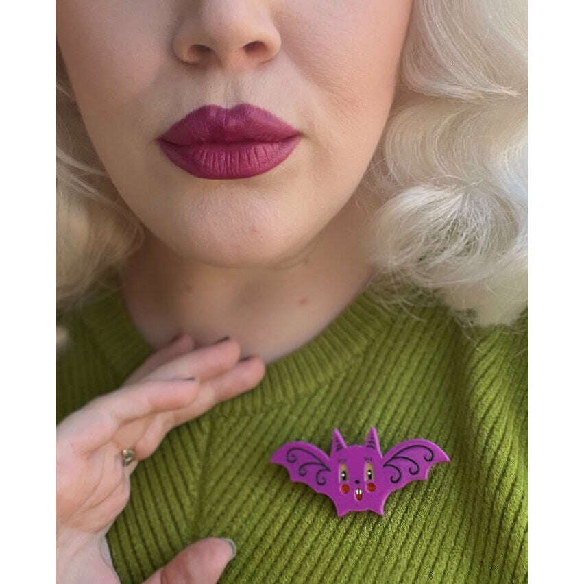Gothic Glam Bat Scatter Pin PLUM by Johanna Parker x Lipstick & Chrome - Che Cose Belle