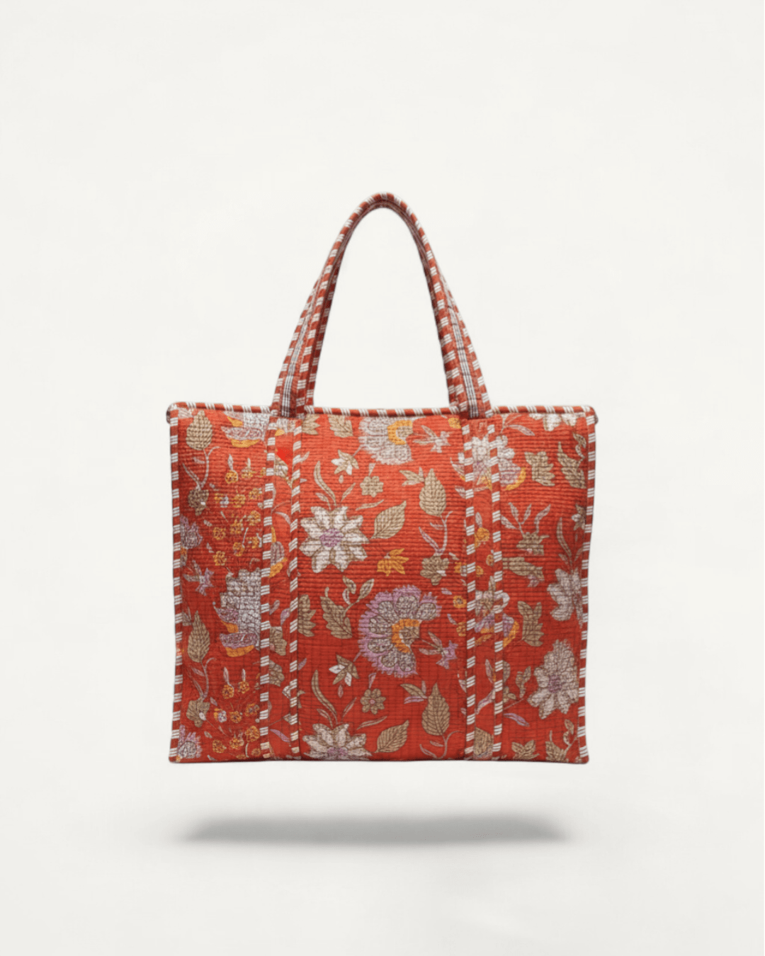 Grace Print Quilted Zipper Tote, Red (Medium) - Che Cose Belle