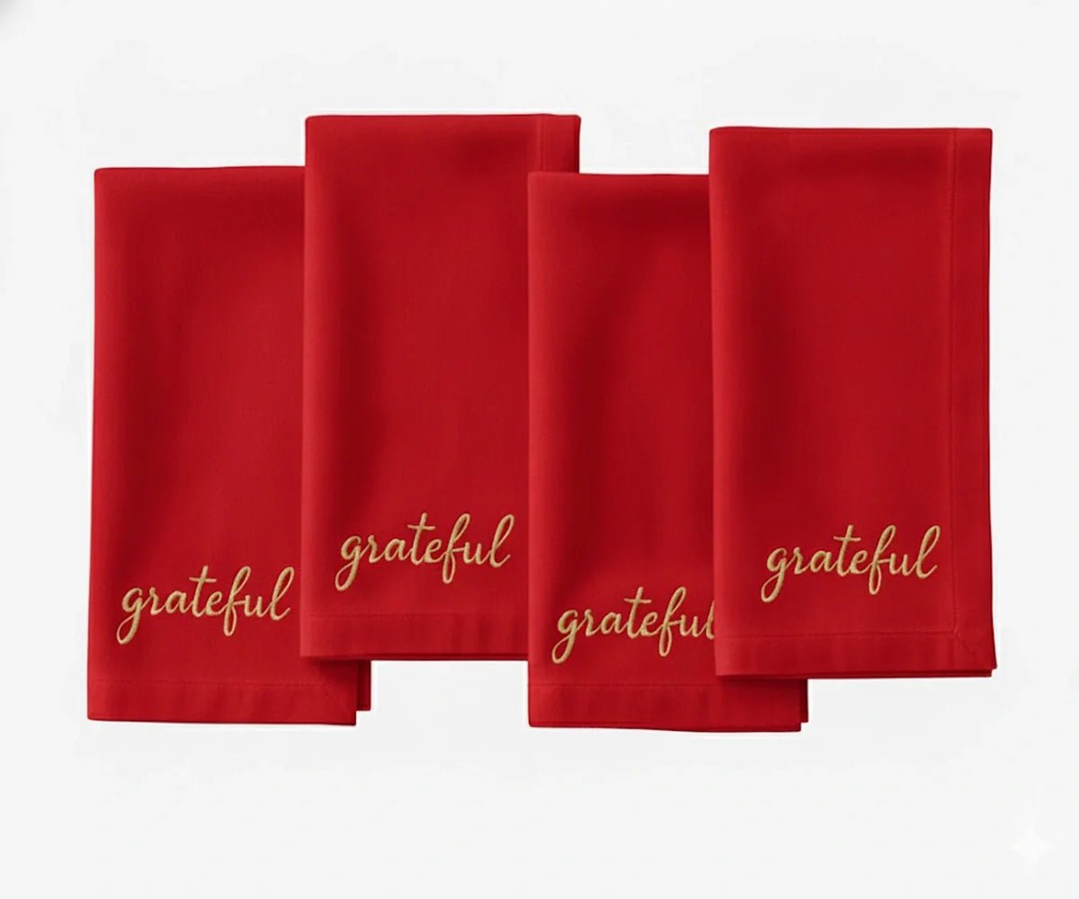 Grateful Embroidered Napkins - Che Cose Belle