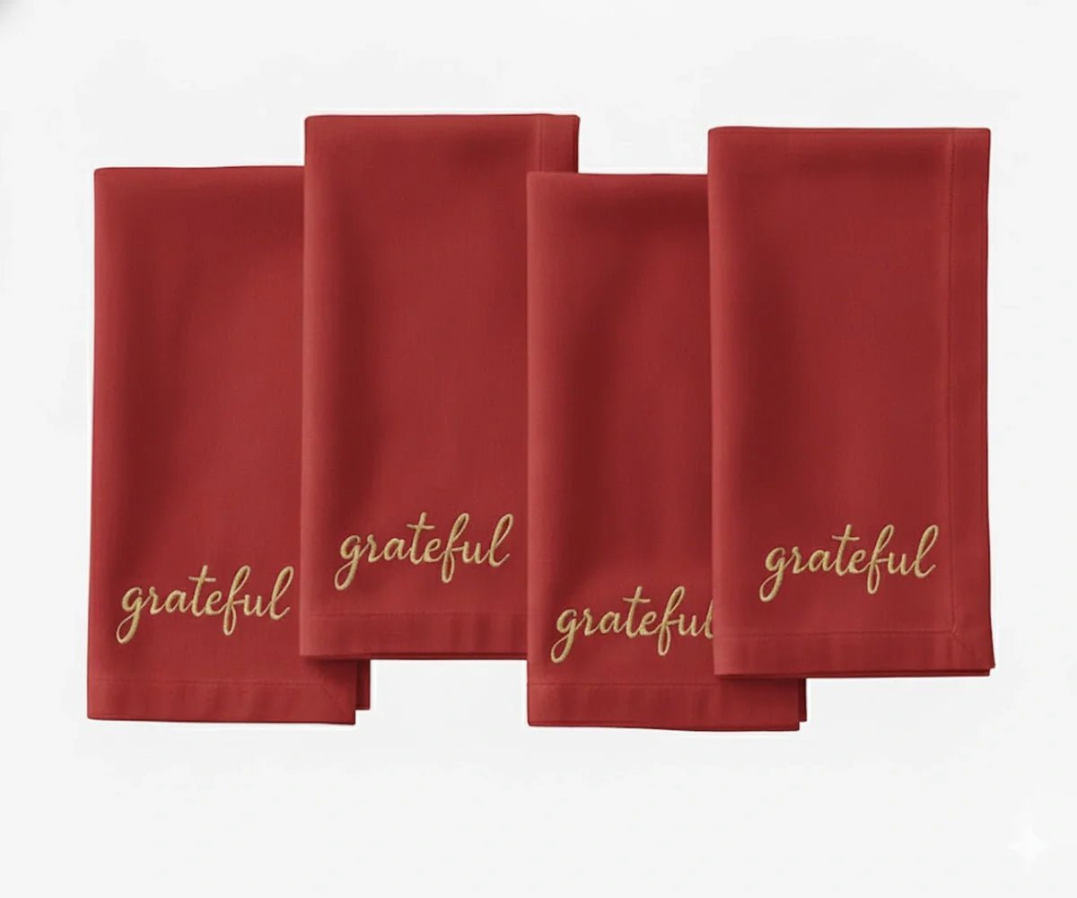 Grateful Embroidered Napkins - Che Cose Belle