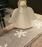 Gray Hand Felted Wool Christmas Table Runner - Snowflakes - 16"x44" Arcadia Home - Che Cose Belle