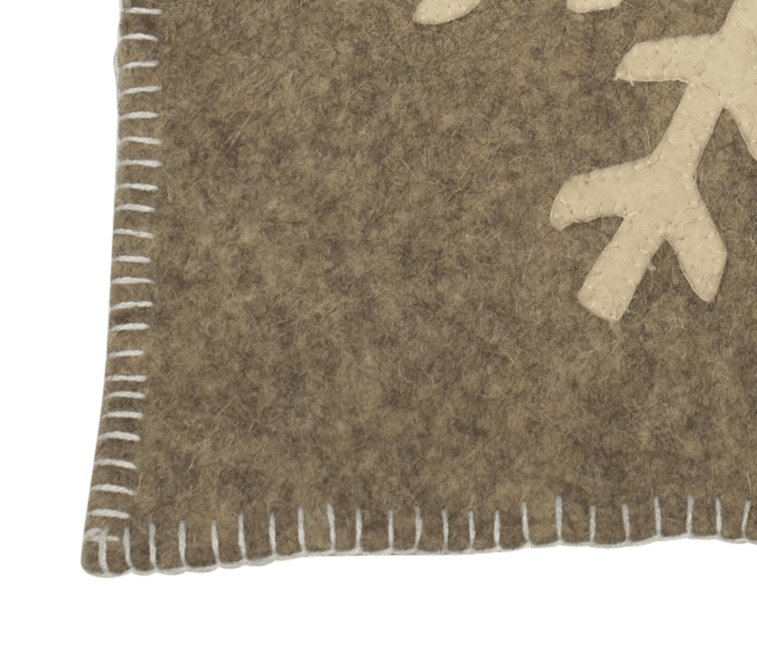 Gray Hand Felted Wool Christmas Table Runner - Snowflakes - 16"x44" Arcadia Home - Che Cose Belle