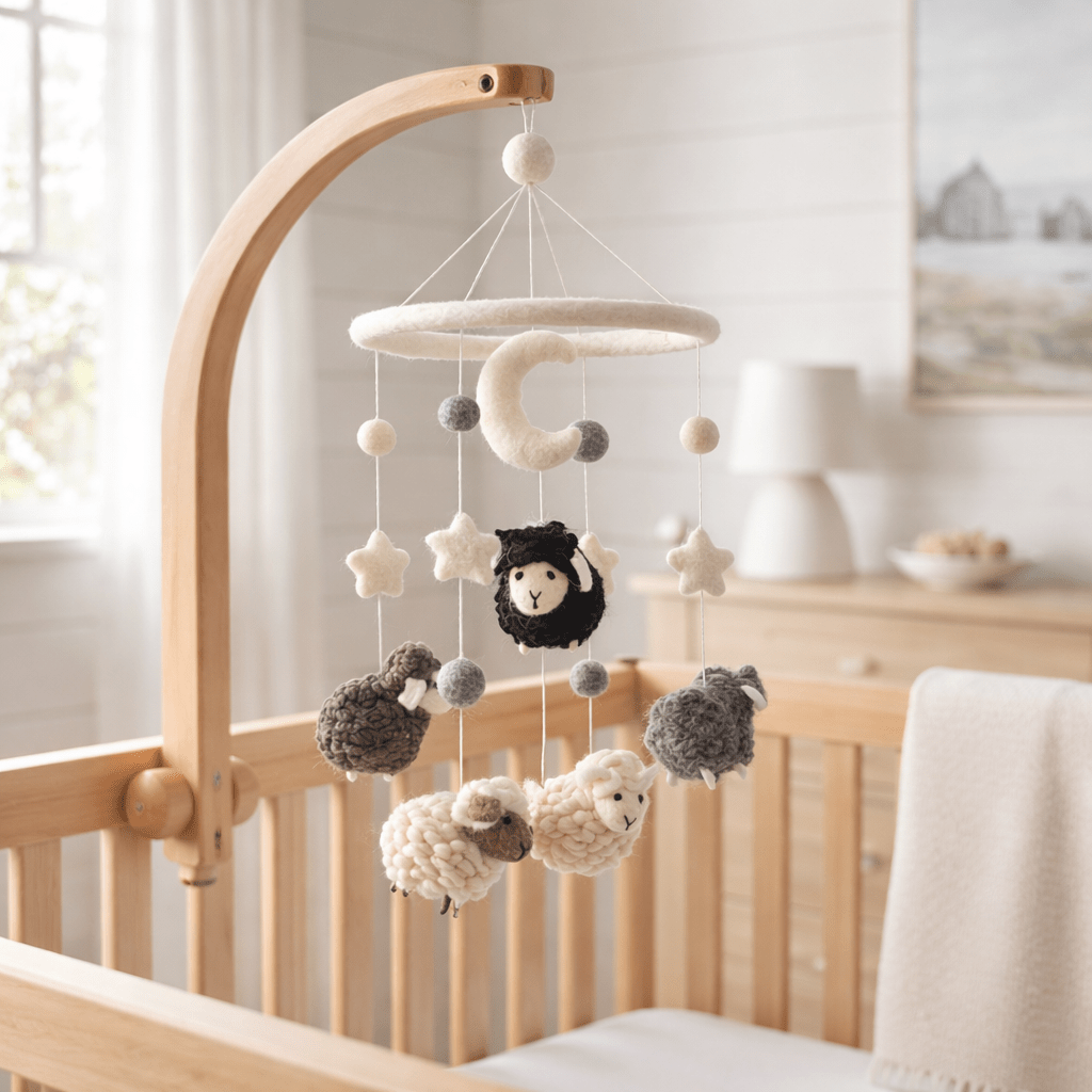 Gray Sheep Baby Mobile For Nursery Decor - Che Cose Belle