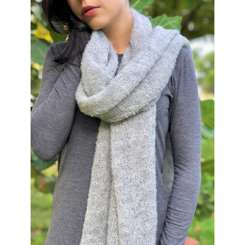 Gray Ultra Plush Alpaca Scarf Lightweight Cozy Shawl