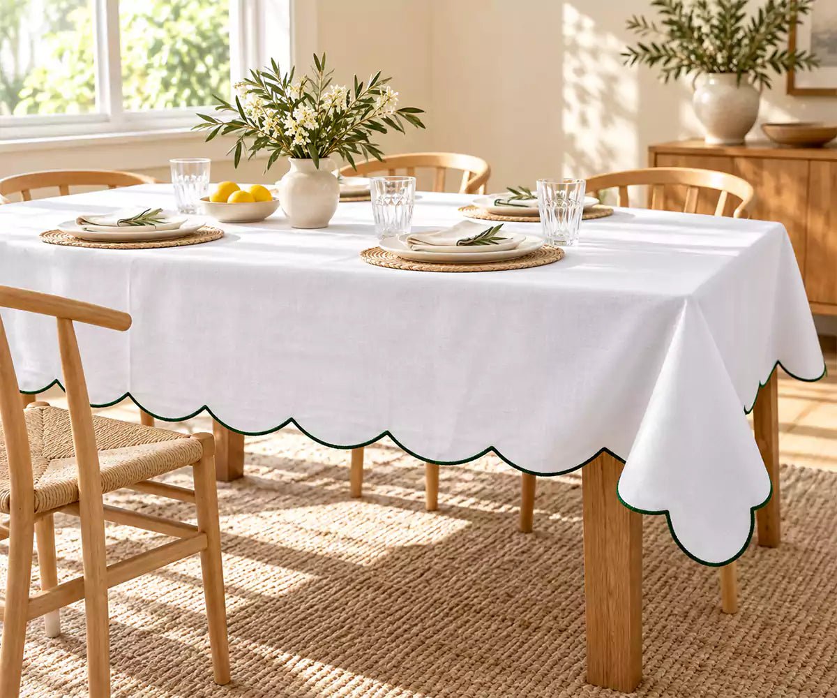 Green and White Tablecloth - Che Cose Belle