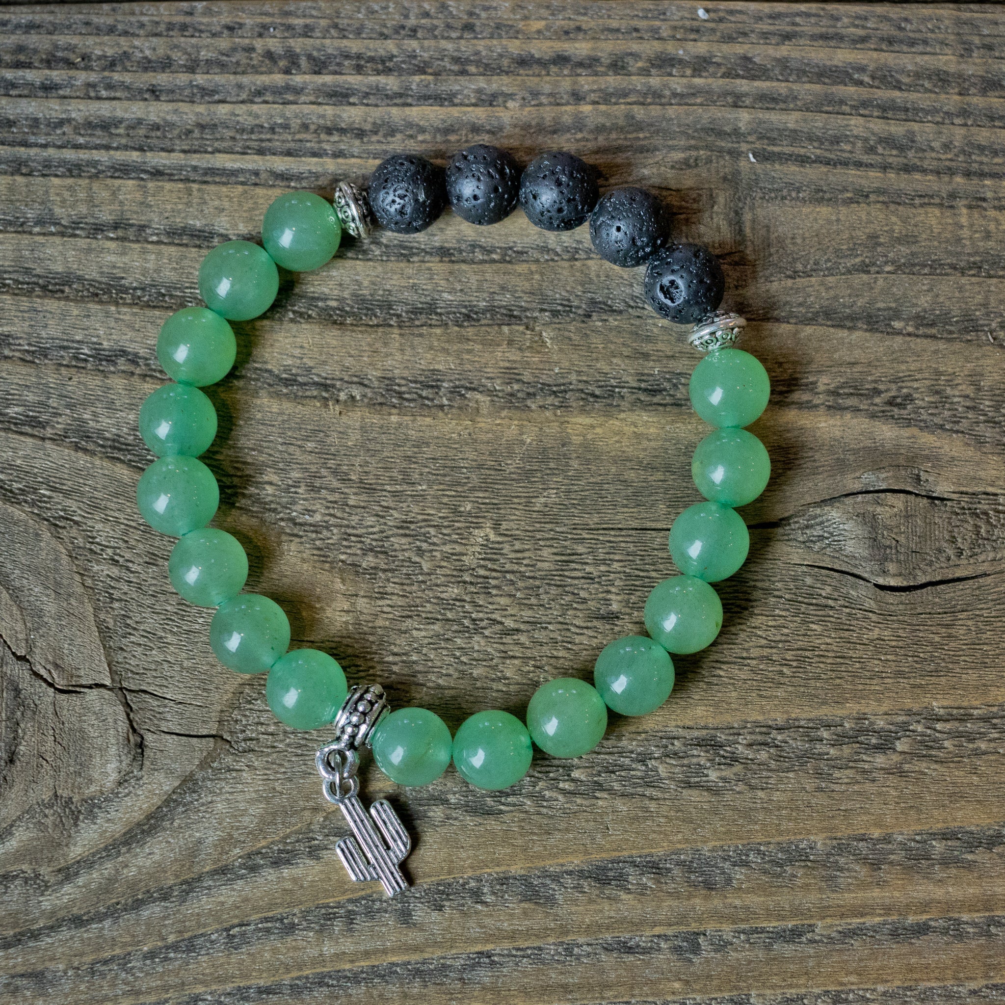 Green Aventurine Cactus Aromatherapy Essential Oil Diffuser Bracelet (8mm beads) - Che Cose Belle