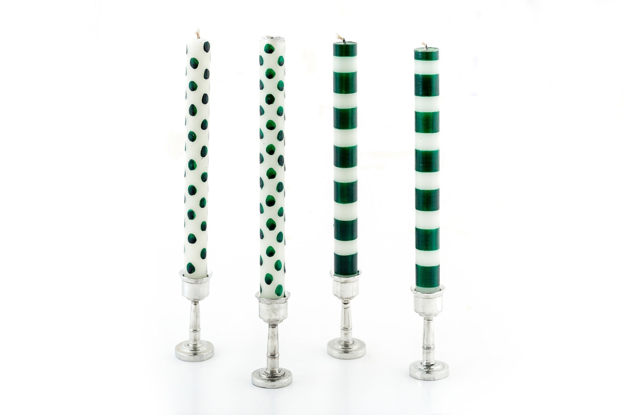 Green Dots & Stripes Tapers - Gift Box of 4 - Che Cose Belle