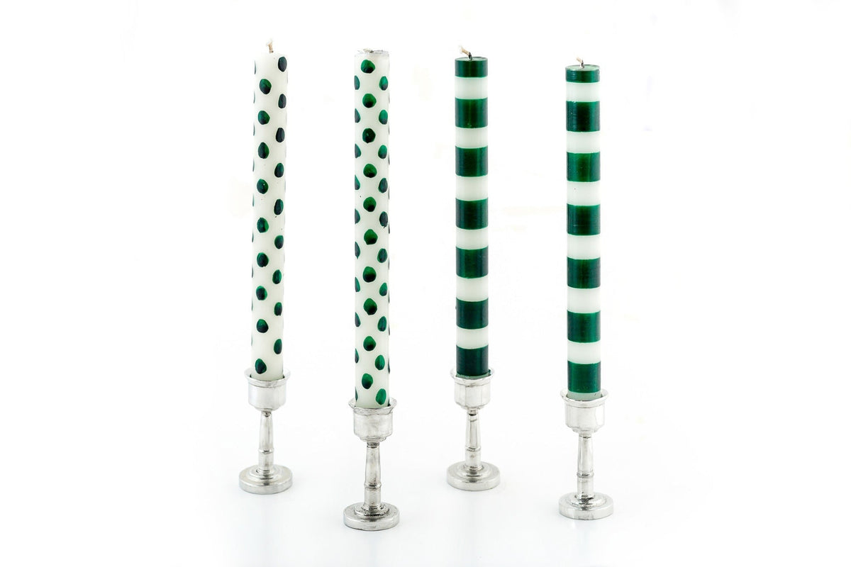 Green Dots & Stripes Tapers - Gift Box of 4 - Che Cose Belle