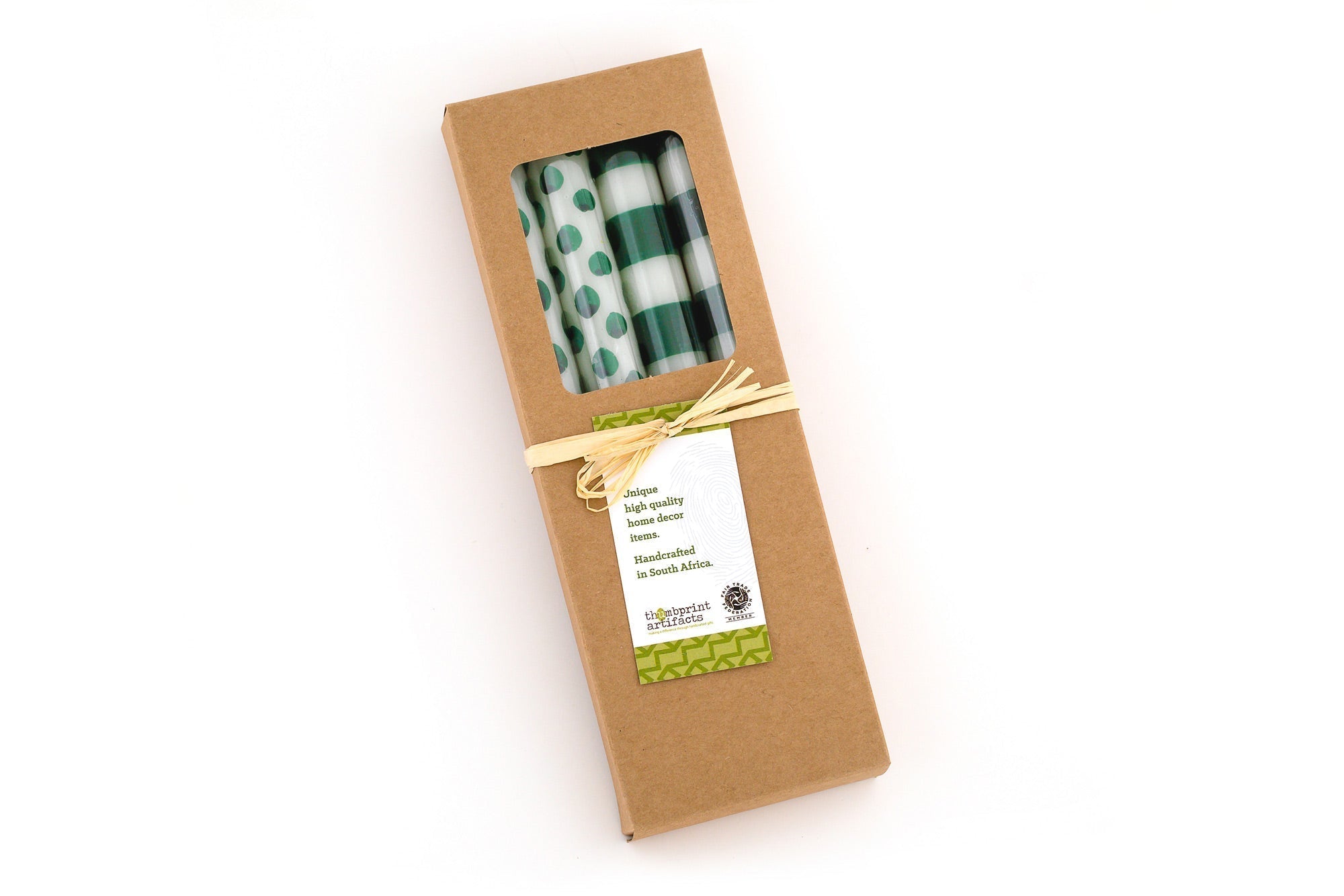 Green Dots & Stripes Tapers - Gift Box of 4 - Che Cose Belle