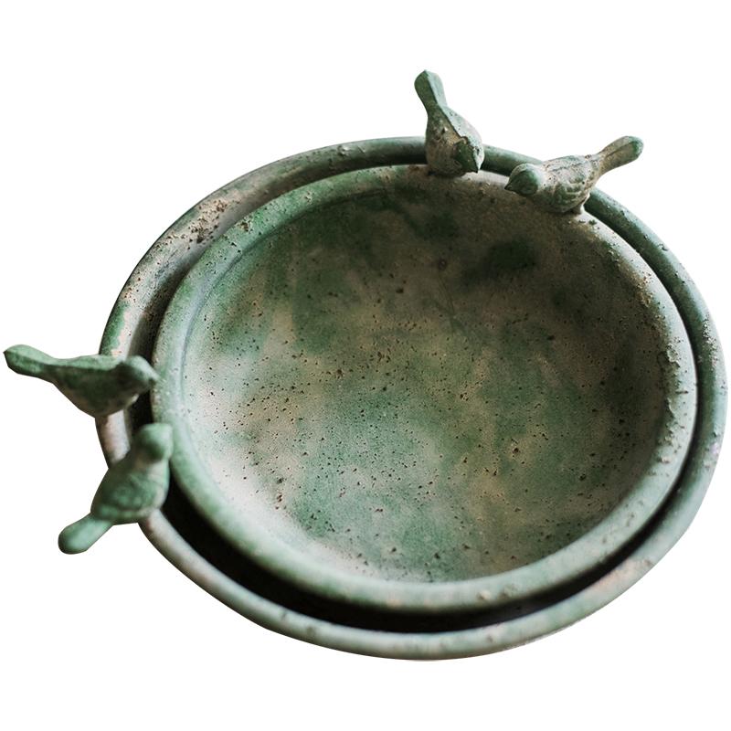 Green Iron Tray Bird Decorative Tray - Che Cose Belle