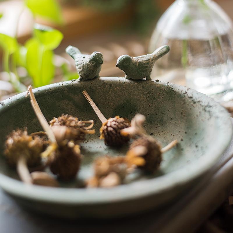 Green Iron Tray Bird Decorative Tray - Che Cose Belle