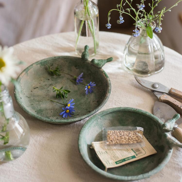 Green Iron Tray Bird Decorative Tray - Che Cose Belle
