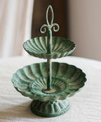 Green Iron Two Tier Small Decorative Tray - Che Cose Belle