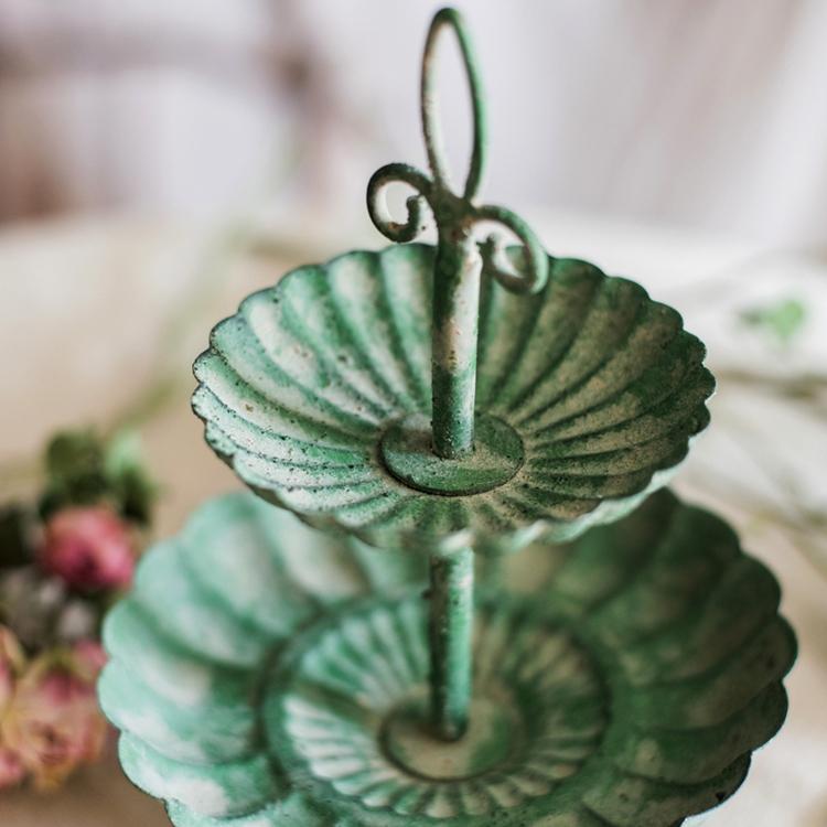 Green Iron Two Tier Small Decorative Tray - Che Cose Belle