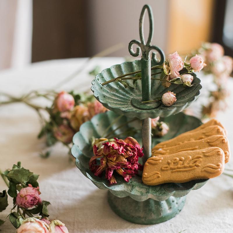 Green Iron Two Tier Small Decorative Tray - Che Cose Belle