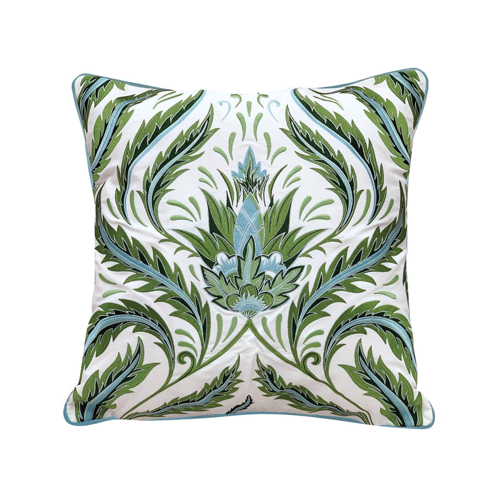 Green Morris Thistle Botanical Indoor/Outdoor Throw Pillow - Che Cose Belle