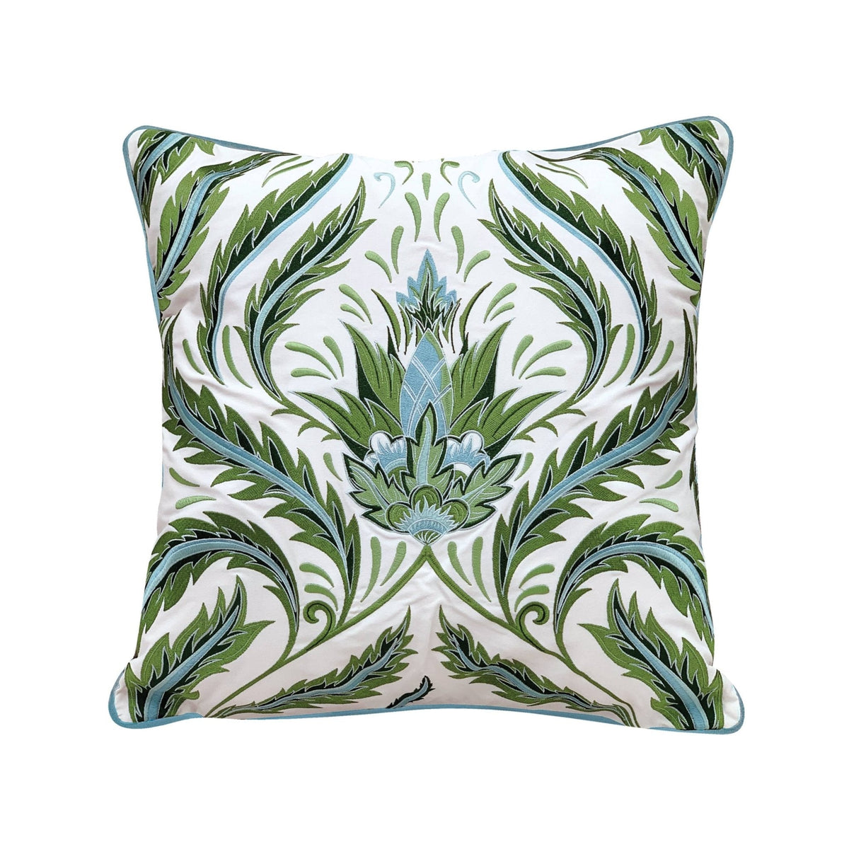 Green Morris Thistle Botanical Indoor/Outdoor Throw Pillow - Che Cose Belle