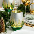 Green Pine Tree Stemless Wine Glasses - Che Cose Belle