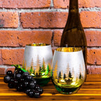 Green Pine Tree Stemless Wine Glasses - Che Cose Belle