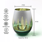 Green Pine Tree Stemless Wine Glasses - Che Cose Belle