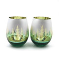 Green Pine Tree Stemless Wine Glasses - Che Cose Belle