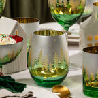 Green Pine Tree Stemless Wine Glasses - Che Cose Belle