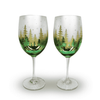 Green Pine Tree Wine Glasses - Che Cose Belle