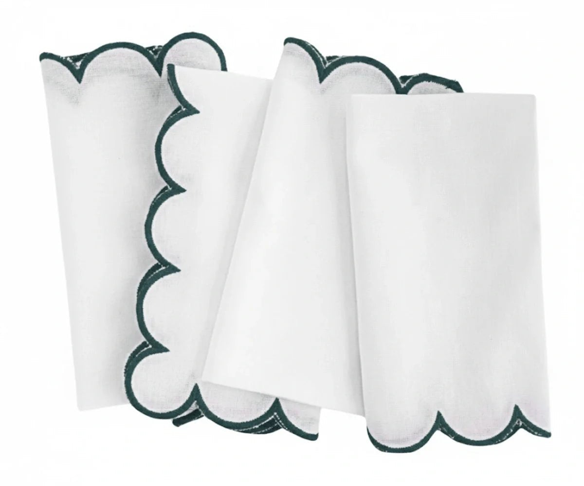 Green Scalloped Edge Napkins - LongWave - Che Cose Belle