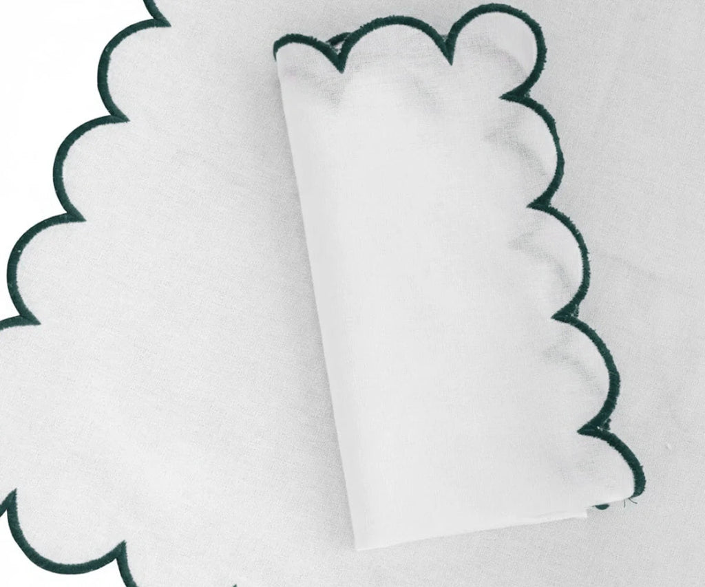 Green Scalloped Edge Napkins - LongWave - Che Cose Belle