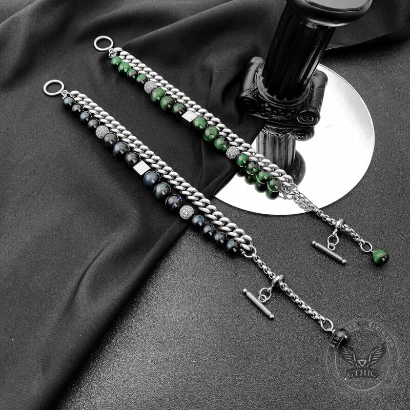 Green Tiger Eye Stainless Steel Bracelet - Che Cose Belle