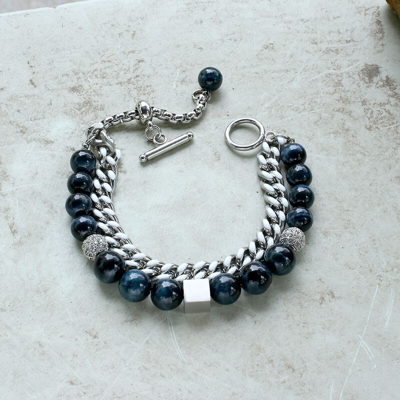 Green Tiger Eye Stainless Steel Bracelet - Che Cose Belle