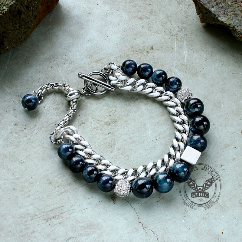 Green Tiger Eye Stainless Steel Bracelet - Che Cose Belle