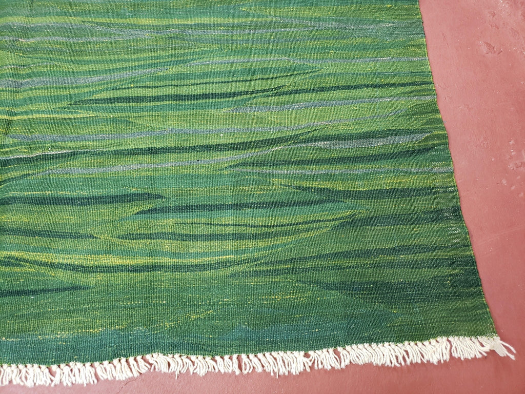 Green Turkish Kilim Rug, 6x9 - 7x10 Rugs, Bird, Handmade New Area Rug, Wool, Bohemian Boho Decor, Hand Woven, Modern Abstract Flat Weave Rug - Che Cose Belle
