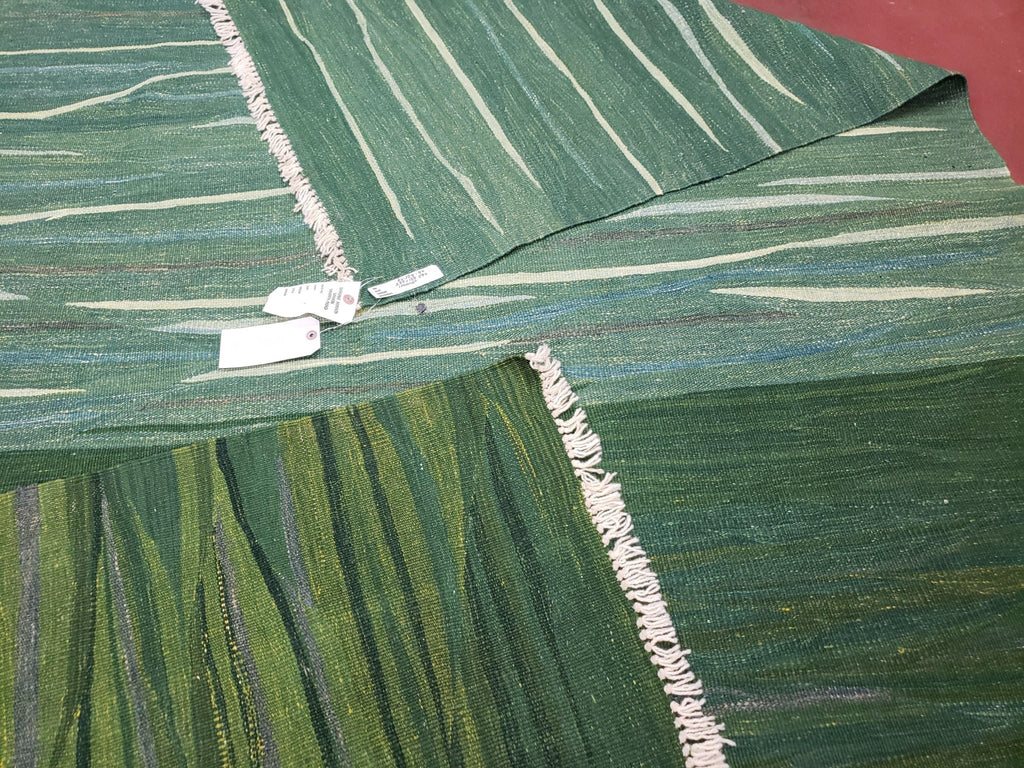 Green Turkish Kilim Rug, 6x9 - 7x10 Rugs, Bird, Handmade New Area Rug, Wool, Bohemian Boho Decor, Hand Woven, Modern Abstract Flat Weave Rug - Che Cose Belle